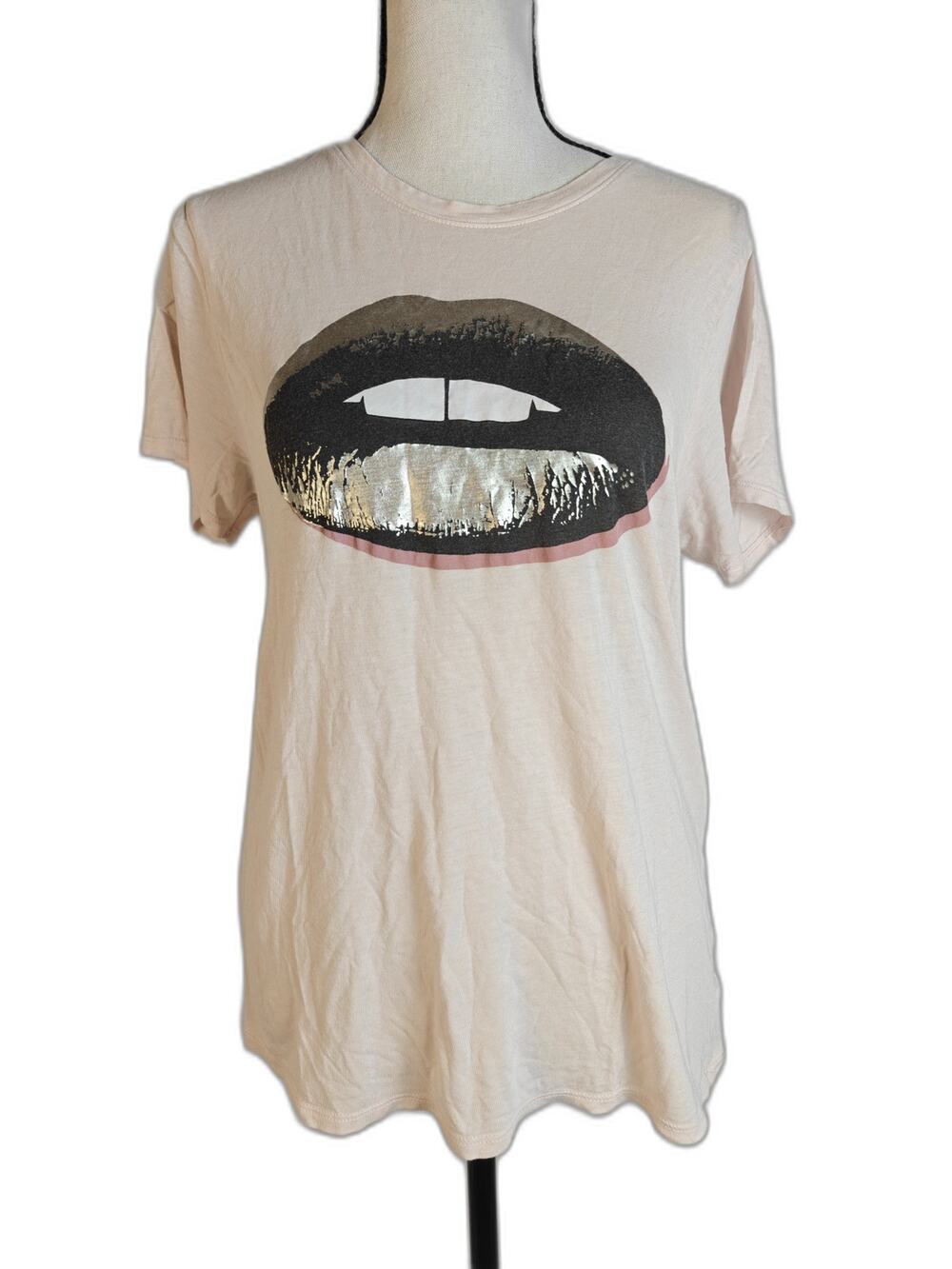 Women's, Express, Graphic Lips T-Shirt, Light Pink, Size XS